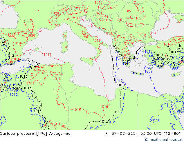 Yer basıncı Arpege-eu Cu 07.06.2024 00 UTC