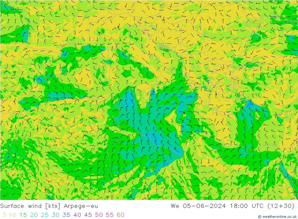  10 m Arpege-eu  05.06.2024 18 UTC