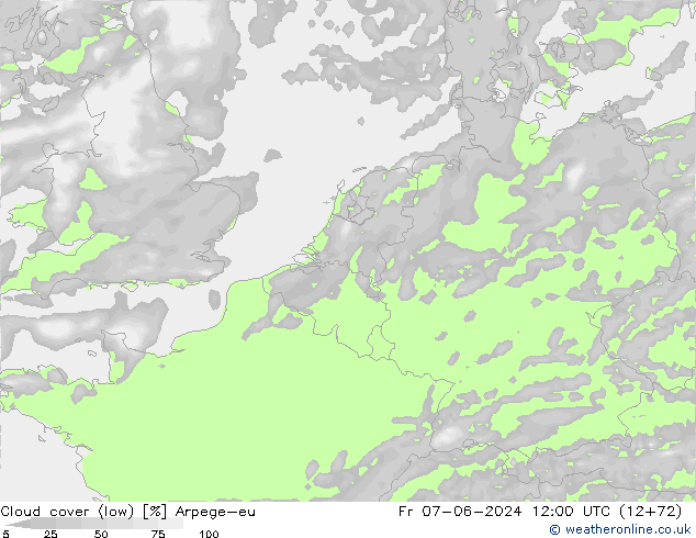 zachmurzenie (niskie) Arpege-eu pt. 07.06.2024 12 UTC