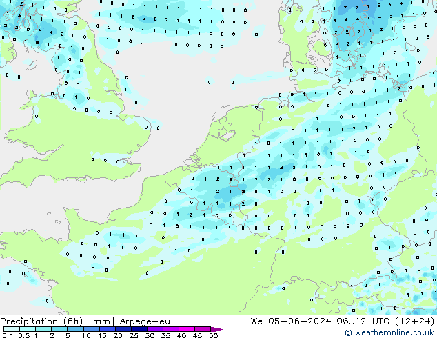 Nied. akkumuliert (6Std) Arpege-eu Mi 05.06.2024 12 UTC