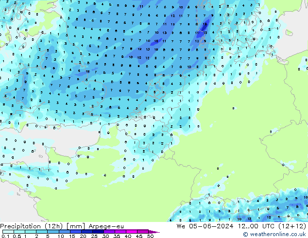 Nied. akkumuliert (12Std) Arpege-eu Mi 05.06.2024 00 UTC
