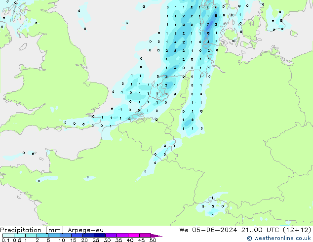 precipitação Arpege-eu Qua 05.06.2024 00 UTC