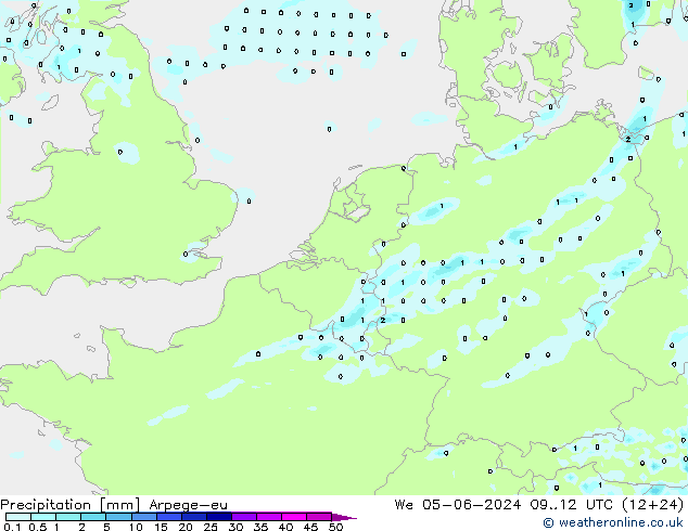 降水 Arpege-eu 星期三 05.06.2024 12 UTC