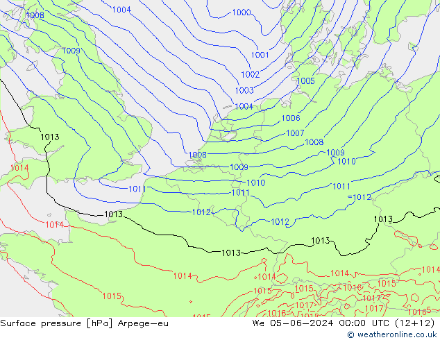 Surface pressure Arpege-eu We 05.06.2024 00 UTC