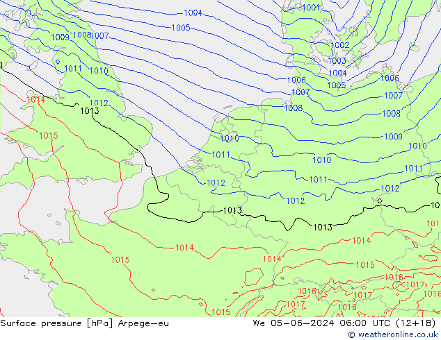 Pressione al suolo Arpege-eu mer 05.06.2024 06 UTC