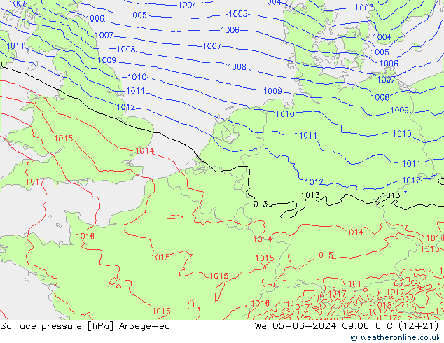 pressão do solo Arpege-eu Qua 05.06.2024 09 UTC
