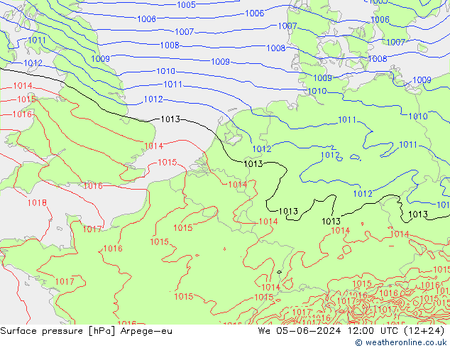 Luchtdruk (Grond) Arpege-eu wo 05.06.2024 12 UTC