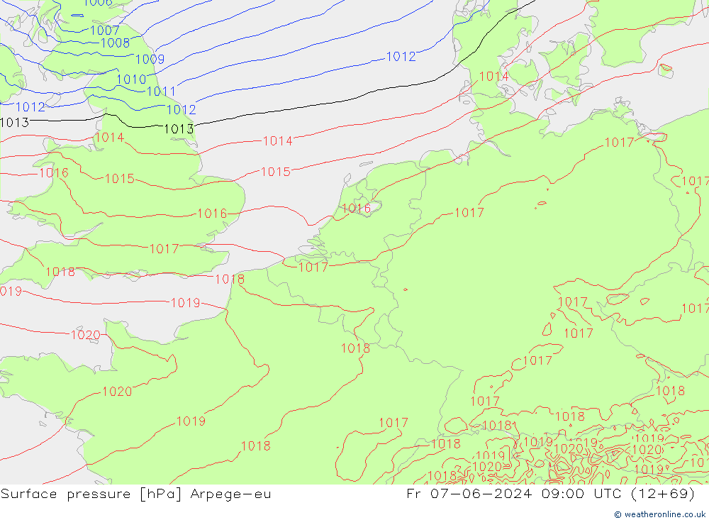 Bodendruck Arpege-eu Fr 07.06.2024 09 UTC