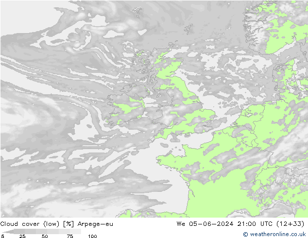 nízká oblaka Arpege-eu St 05.06.2024 21 UTC