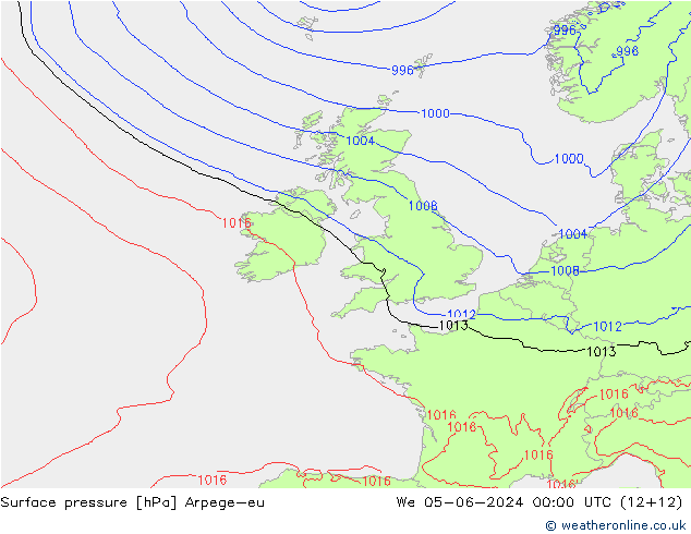 Yer basıncı Arpege-eu Çar 05.06.2024 00 UTC