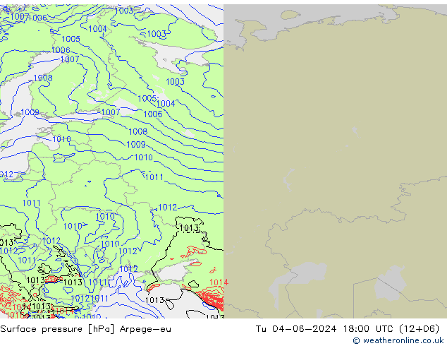 приземное давление Arpege-eu вт 04.06.2024 18 UTC