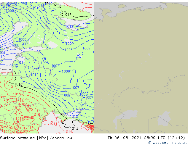 приземное давление Arpege-eu чт 06.06.2024 06 UTC