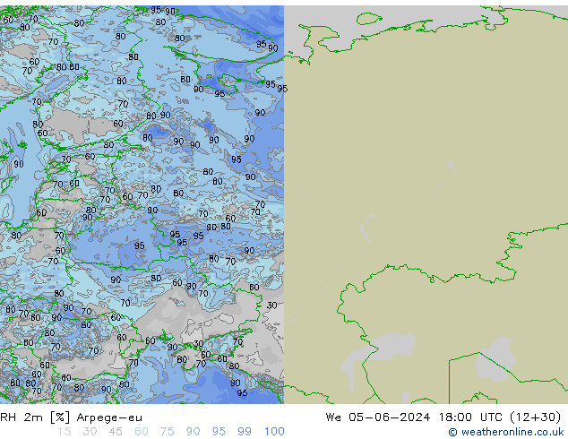 RH 2m Arpege-eu We 05.06.2024 18 UTC