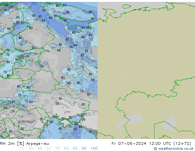 RH 2m Arpege-eu Fr 07.06.2024 12 UTC