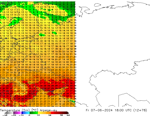 Temperature (2m) Arpege-eu Fr 07.06.2024 18 UTC
