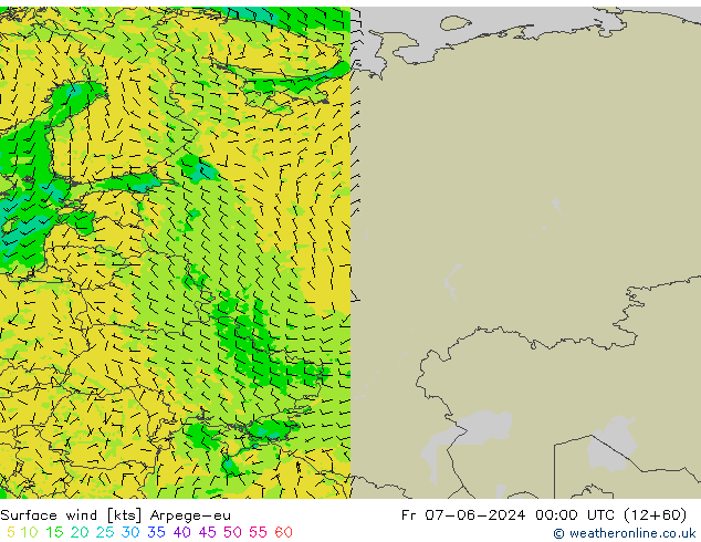 Rüzgar 10 m Arpege-eu Cu 07.06.2024 00 UTC