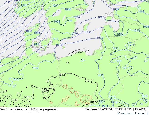 Bodendruck Arpege-eu Di 04.06.2024 15 UTC