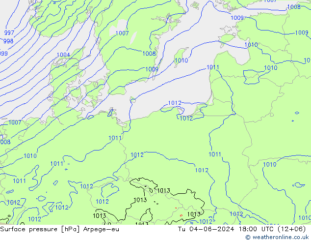 Pressione al suolo Arpege-eu mar 04.06.2024 18 UTC