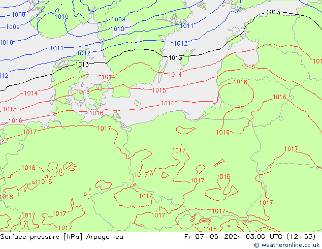 Luchtdruk (Grond) Arpege-eu vr 07.06.2024 03 UTC