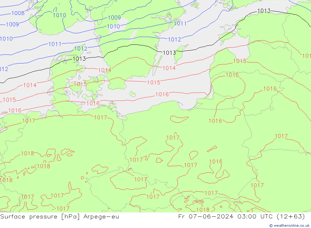 Luchtdruk (Grond) Arpege-eu vr 07.06.2024 03 UTC