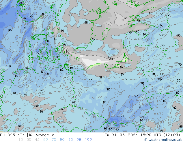 RH 925 hPa Arpege-eu Tu 04.06.2024 15 UTC