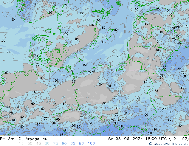 RH 2m Arpege-eu сб 08.06.2024 18 UTC