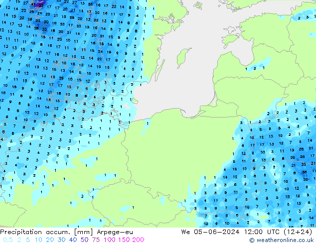 Precipitación acum. Arpege-eu mié 05.06.2024 12 UTC