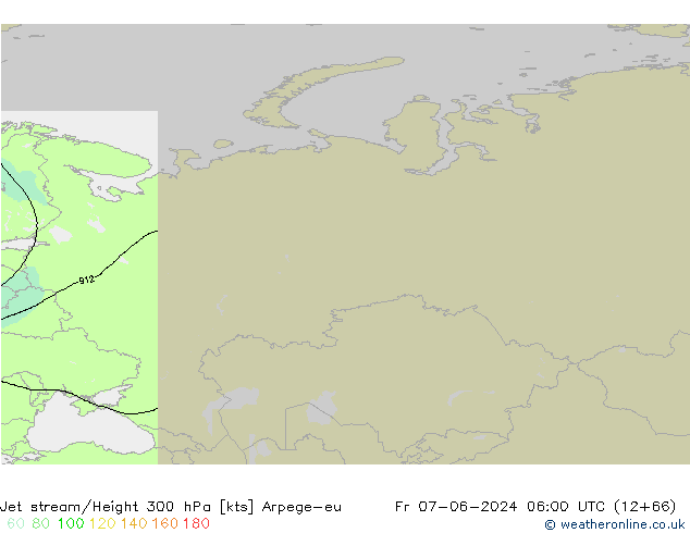 Jet stream/Height 300 hPa Arpege-eu Pá 07.06.2024 06 UTC