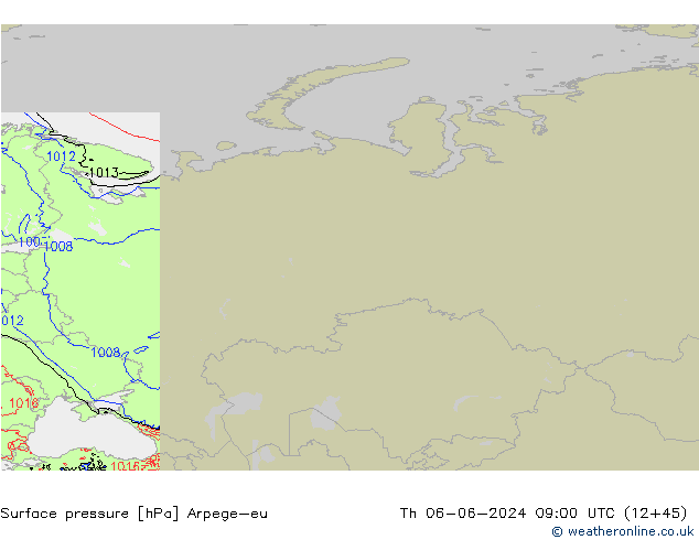 Presión superficial Arpege-eu jue 06.06.2024 09 UTC