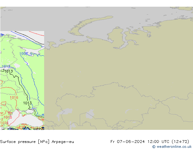 приземное давление Arpege-eu пт 07.06.2024 12 UTC