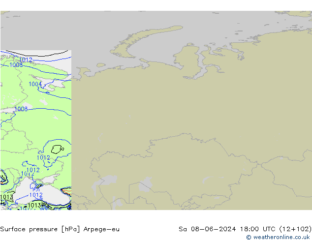 Atmosférický tlak Arpege-eu So 08.06.2024 18 UTC