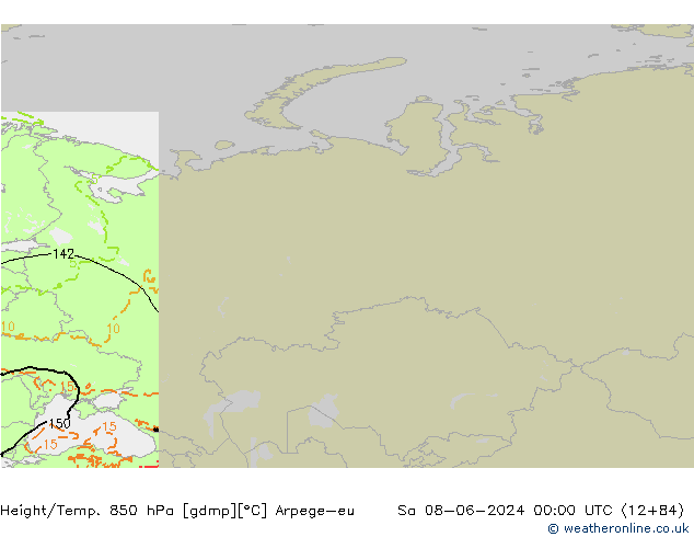 Geop./Temp. 850 hPa Arpege-eu sáb 08.06.2024 00 UTC