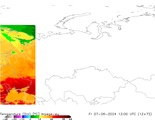 Temperatura (2m) Arpege-eu Sex 07.06.2024 12 UTC