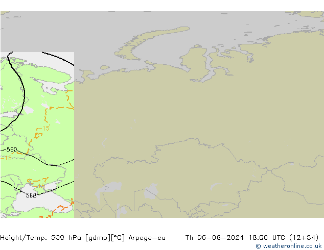 Height/Temp. 500 hPa Arpege-eu czw. 06.06.2024 18 UTC