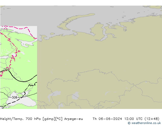 Height/Temp. 700 hPa Arpege-eu  06.06.2024 12 UTC