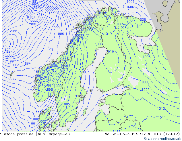 Surface pressure Arpege-eu We 05.06.2024 00 UTC