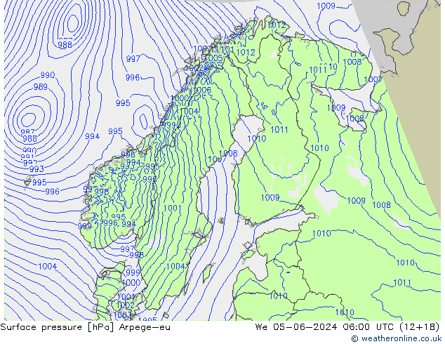 приземное давление Arpege-eu ср 05.06.2024 06 UTC