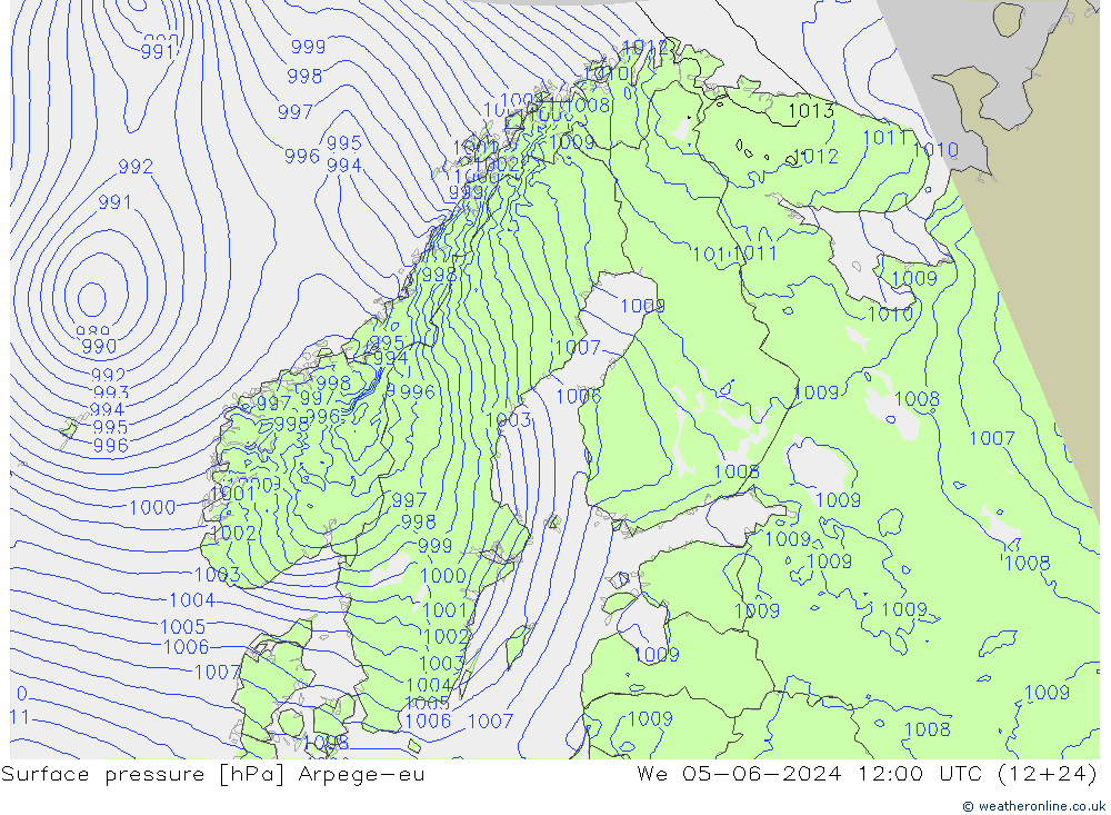 Luchtdruk (Grond) Arpege-eu wo 05.06.2024 12 UTC
