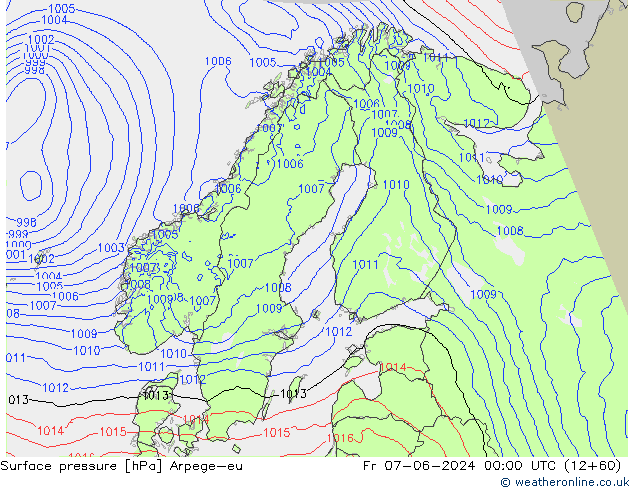 Luchtdruk (Grond) Arpege-eu vr 07.06.2024 00 UTC