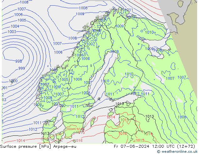 приземное давление Arpege-eu пт 07.06.2024 12 UTC