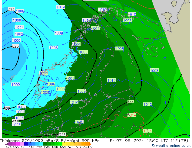 Thck 500-1000hPa Arpege-eu Fr 07.06.2024 18 UTC