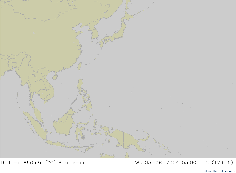 Theta-e 850hPa Arpege-eu mié 05.06.2024 03 UTC