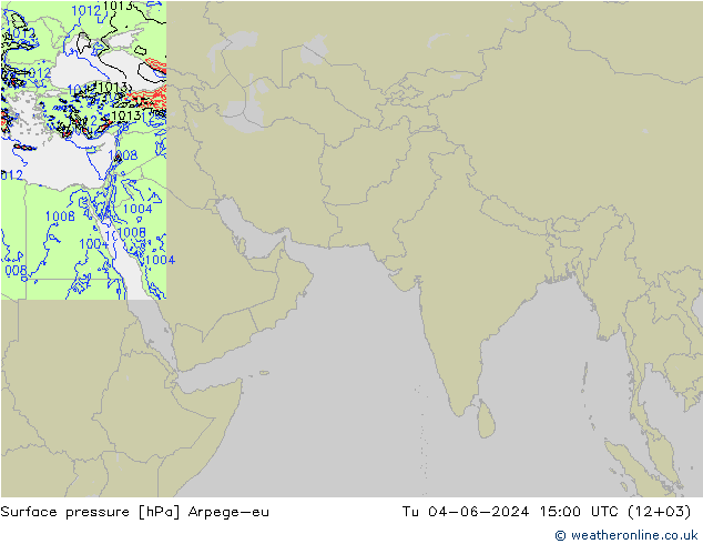 地面气压 Arpege-eu 星期二 04.06.2024 15 UTC