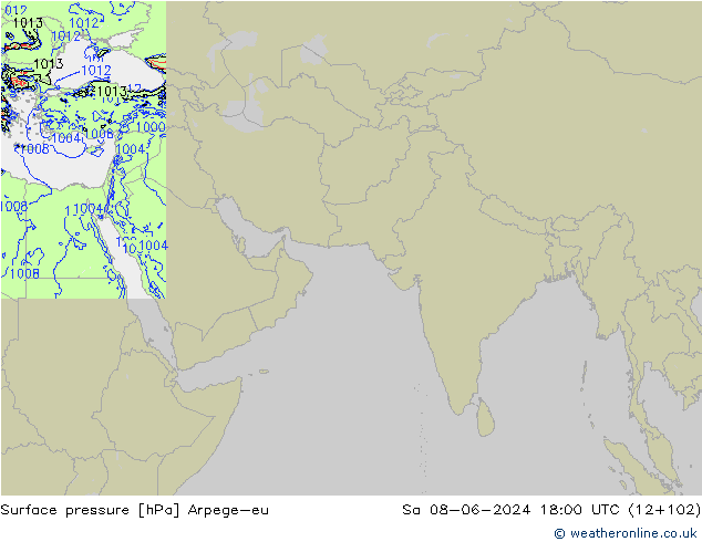 Yer basıncı Arpege-eu Cts 08.06.2024 18 UTC