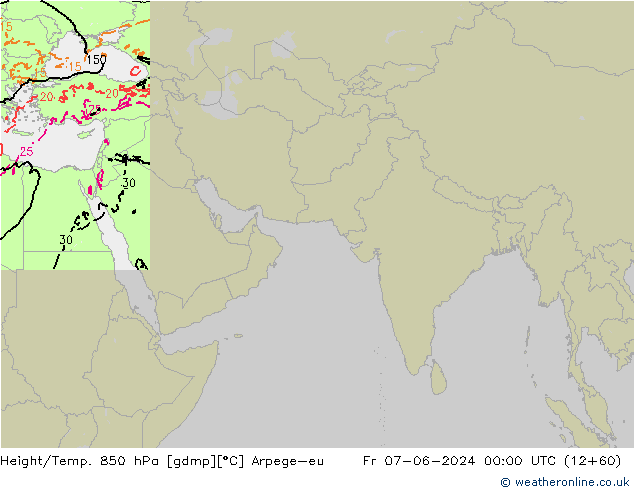 Hoogte/Temp. 850 hPa Arpege-eu vr 07.06.2024 00 UTC