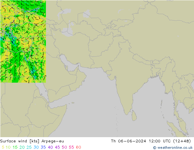 Vent 10 m Arpege-eu jeu 06.06.2024 12 UTC