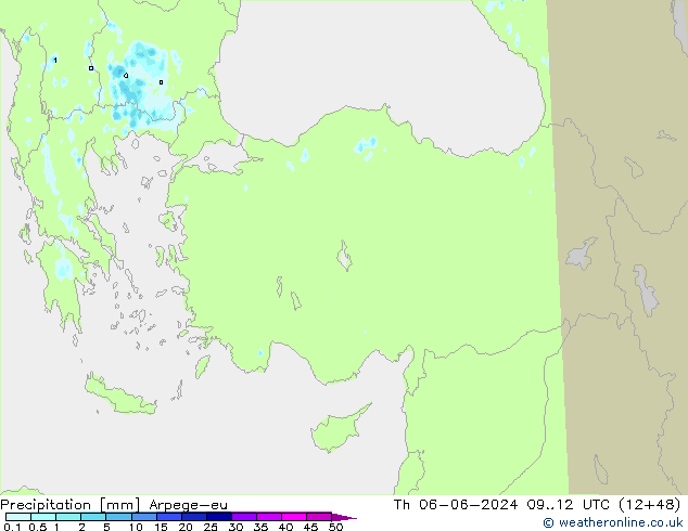 precipitação Arpege-eu Qui 06.06.2024 12 UTC