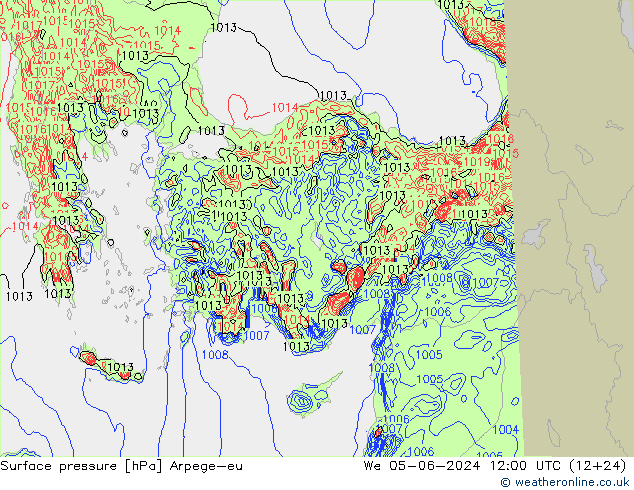 pressão do solo Arpege-eu Qua 05.06.2024 12 UTC