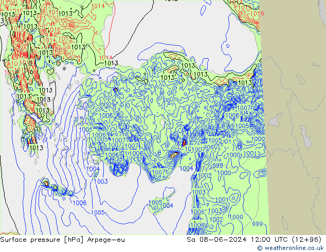 pression de l'air Arpege-eu sam 08.06.2024 12 UTC