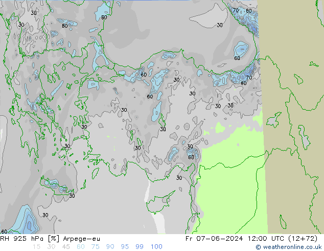 RH 925 hPa Arpege-eu Fr 07.06.2024 12 UTC